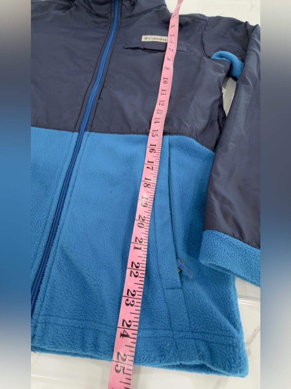 Columbia Navy and Bright Blue Kids Puffer Fleece Jacket - Picture 5 of 7